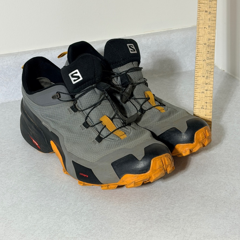 Salomon Cross Hike Gore-Tex Mens 11.5 Trail Running Shoes Gray Orange 412933